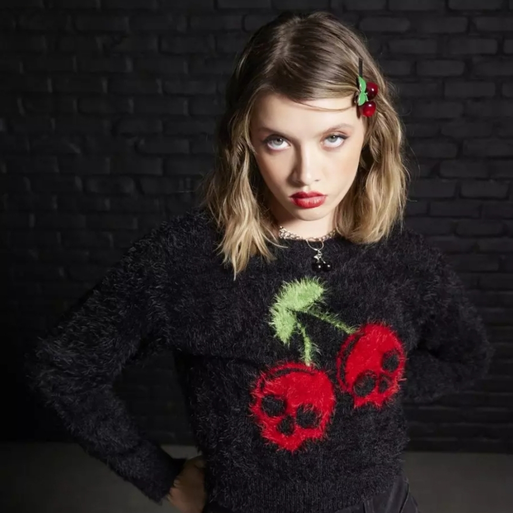 ISO Social Collision Cherry Skull Sweater